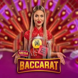 Mega Baccarat online game logo by Pragmatic Play on wildsrobin.ca