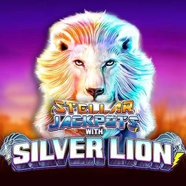 Stellar Jackpots with Silver Lion slot icon by Lightning Box Game, available at Wild Robin Casino